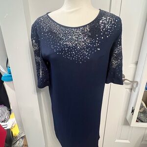 Cynthia Rowley Navy Sequin Short Sleeve Dress;xs like new condition